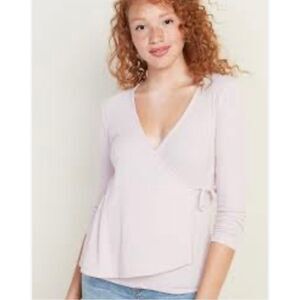 Old Navy Wrap Front Rib Knit Pink Top